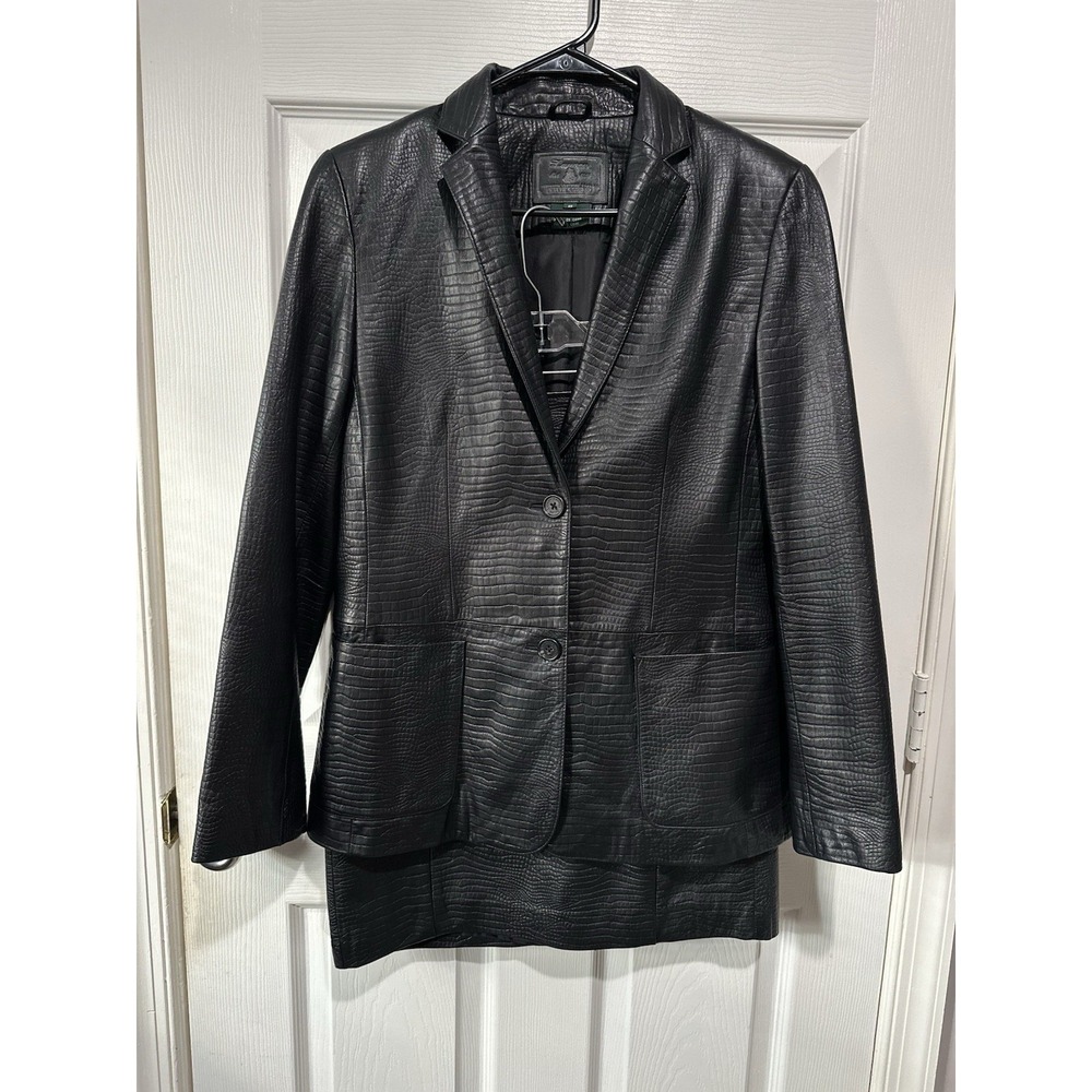 vintage Lauren Ralph Lauren Leather Blazer Jacket And Skirt Small